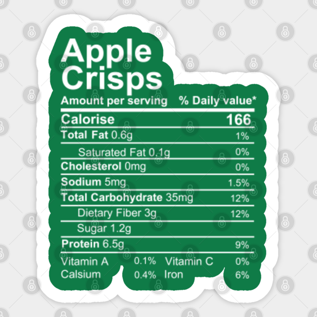apple crisp nutrition facts label Nutritional Facts Sticker TeePublic
